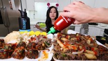Korean bbq RICE CAKES MUKBANG | Eating Show