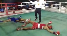 Violent double K.O lors d'un combat de boxe