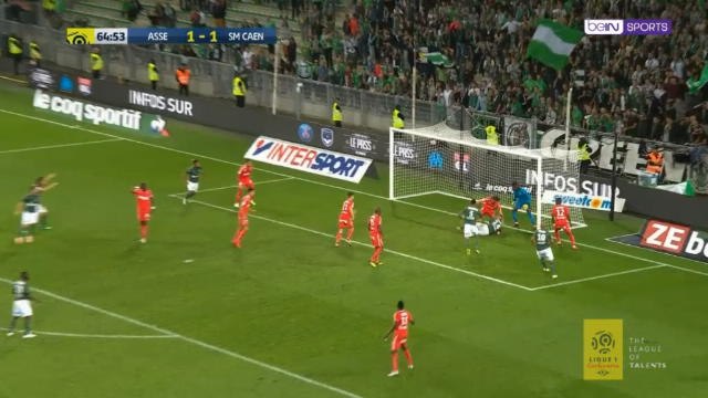 لقطة: الدوري الفرنسي: كولودزيتشاك يمنح سانت إتيان التقدّم إثر دربكة أمام مرمى كاين