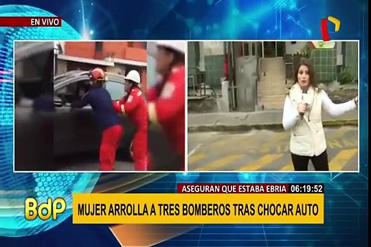 Pueblo Libre: mujer arrolló a tres bomberos chas chocar su auto
