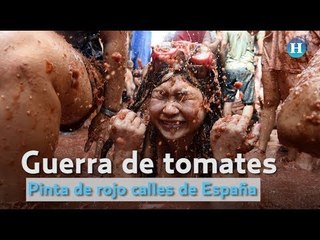 Guerra de tomates pinta de rojo calles de España