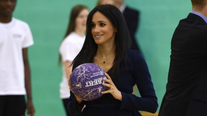 Meghan Markle Does Basketball Drills in Stilettos