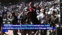 Kanye West Throws First Pitch at Baseball Game in Chicago