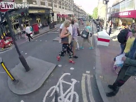 Angry Cyclist Vs Pedestrians - London, United Kingdom