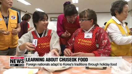 Multicultural families experience Korean Chuseok food tradition