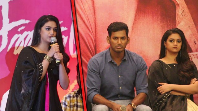 கீர்த்தி சுரேஷுக்கு இப்படியும் ஒரு மறுபக்கமா!? சண்டக்கோழி 2 பிரஸ் மீட் வைரல் வீடியோ