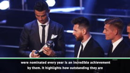 下载视频: Southgate hails Messi and Ronaldo's 'incredible achievement'