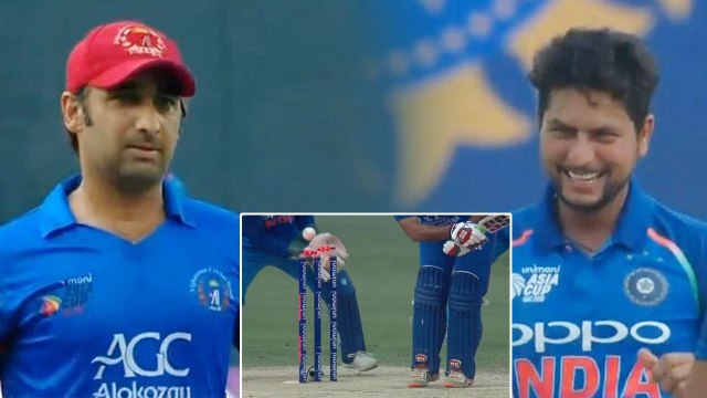 India VS Afghanistan Asia Cup 2018: Kuldeep Yadav removes Asghar Afghan for Duck | वनइंडिया हिंदी