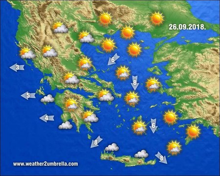 Η πρόγνωση του καιρού για την Τετάρτη 26-9-2018