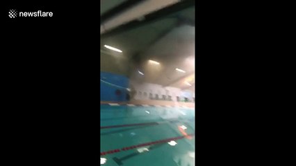 Eyewitness video inside London's Highbury Leisure Centre captures scene of fire