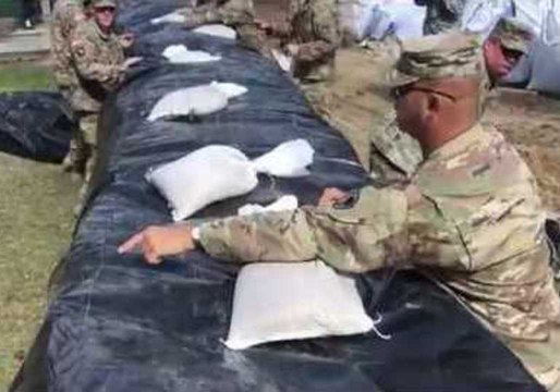 Soldiers Build Barrier at Coastal South Carolina Pumping Station