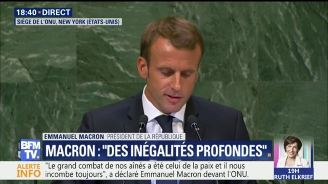 L'aide publique au développement de la France sera augmentée d'un 1 milliard d'euros dès 2019 déclare Emmanuel Macron devant l'ONU