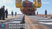 3,000 meters per day. Track laying has begun on a new railway linked to a border town in Xinjiang, China.