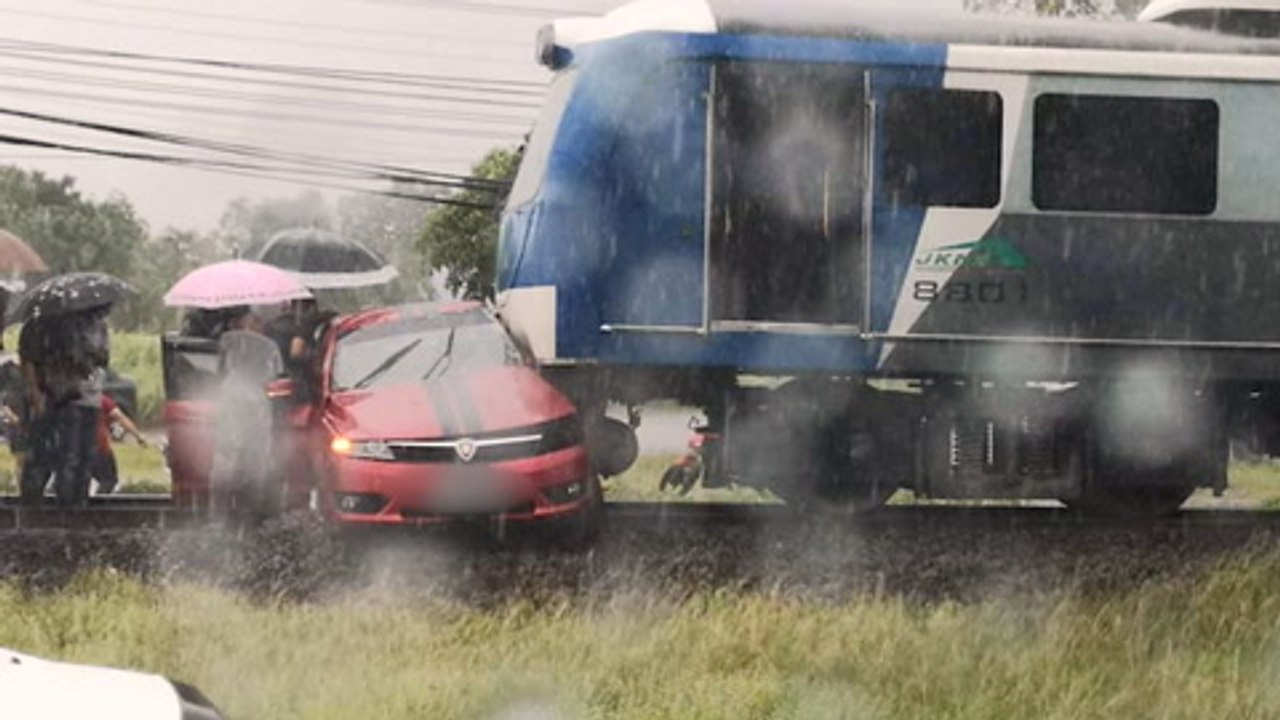 Two seriously injured in KK train, car collision
