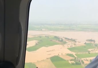 Punjab Leader Inspects Flooding in Northern India From Helicopter