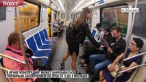 Metroda yayılarak oturan erkeklerin üzerine çamaşır suyu döktü