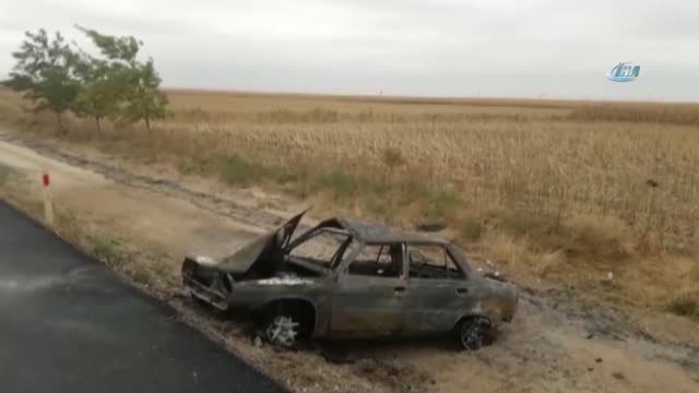 Kaza Yapan Otomobil Alev Alev Yandı