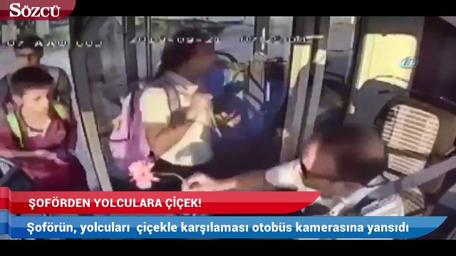 Şoförden yolculara çiçek