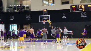 LeBron has shooting contest with his new Laker teammates & reveals how patient he'll be with them