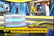 Pareja de argentinos reconstruye camioneta desmantelada para continuar su viaje