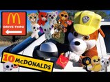 Paw Patrol Rubble Collects McDonald's Happy Meal Toys in Drive Thru