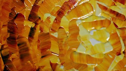 Peinture contemporaine : Éclat luminescent rougeoyant.