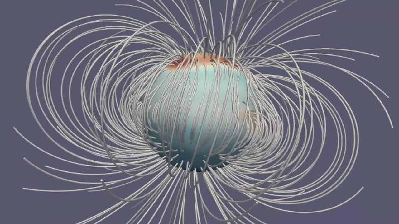 ♃ Les 3 pôles de Jupiter : un pôle nord (rouge), un pôle sud (bleu), mais aussi un pôle équatorial (bleu)