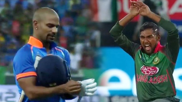 India Vs Bangladesh Asia Cup Final: Shikhar Dhawan out for 14 by Nazmul Islam | वनइंडिया हिंदी