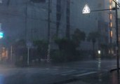 Wind and Rain From Typhoon Trami Lash Okinawa's Naha City