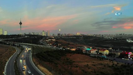 Dolunay günbatımında havadan böyle görüntülendi