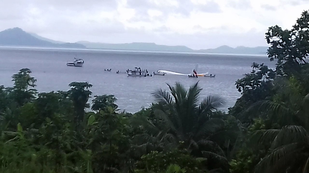 Plane Lands in Lagoon After Overshooting Runway