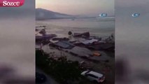 Endonezya'da deprem! Tsunami böyle geldi