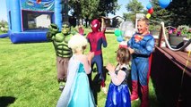 Spider-man & Superman vs Funny JOKER PLAYGROUND Prank! Elsa Anna Pink Spidergirl Hulk Batman Comics