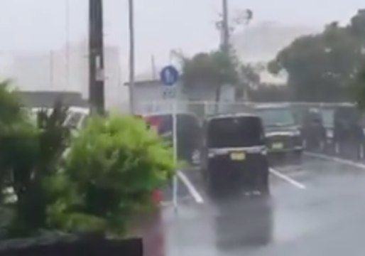 Typhoon Trami Brings Strong Winds to Okinawa