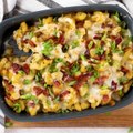 Yes, this healthy casserole recipe has bacon! Unlike most healthy casseroles, this dish features plenty of gooey cheese, pasta, and a sprinkle of baconGET TH