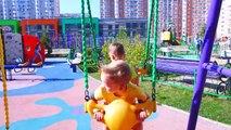 Huge Outdoor Playground for children Slides and Swings Kids activities with Vlad and Nikita