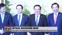 Floor leaders of rival parties discuss inter-Korean parliamentary talks, Shim Jae-cheol issue