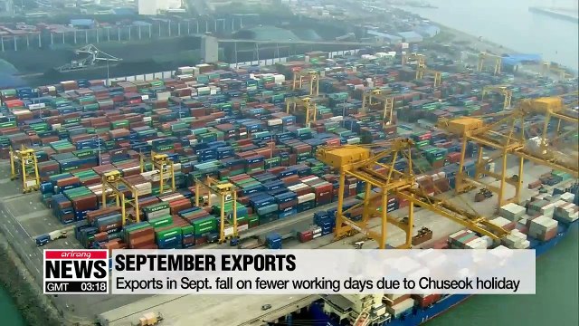 Korea's exports recorded at US$ 50.58 bil. in September, down 8.2% on-year