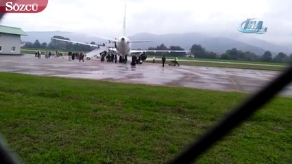 Zonguldak'ta uçak pistten çıktı