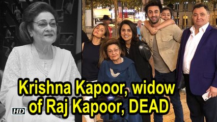 Krishna Kapoor, widow of Raj Kapoor, dead
