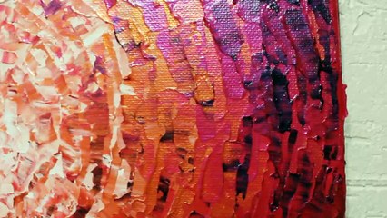 Tableau moderne : Éclat de lueur orange rose iridescente.