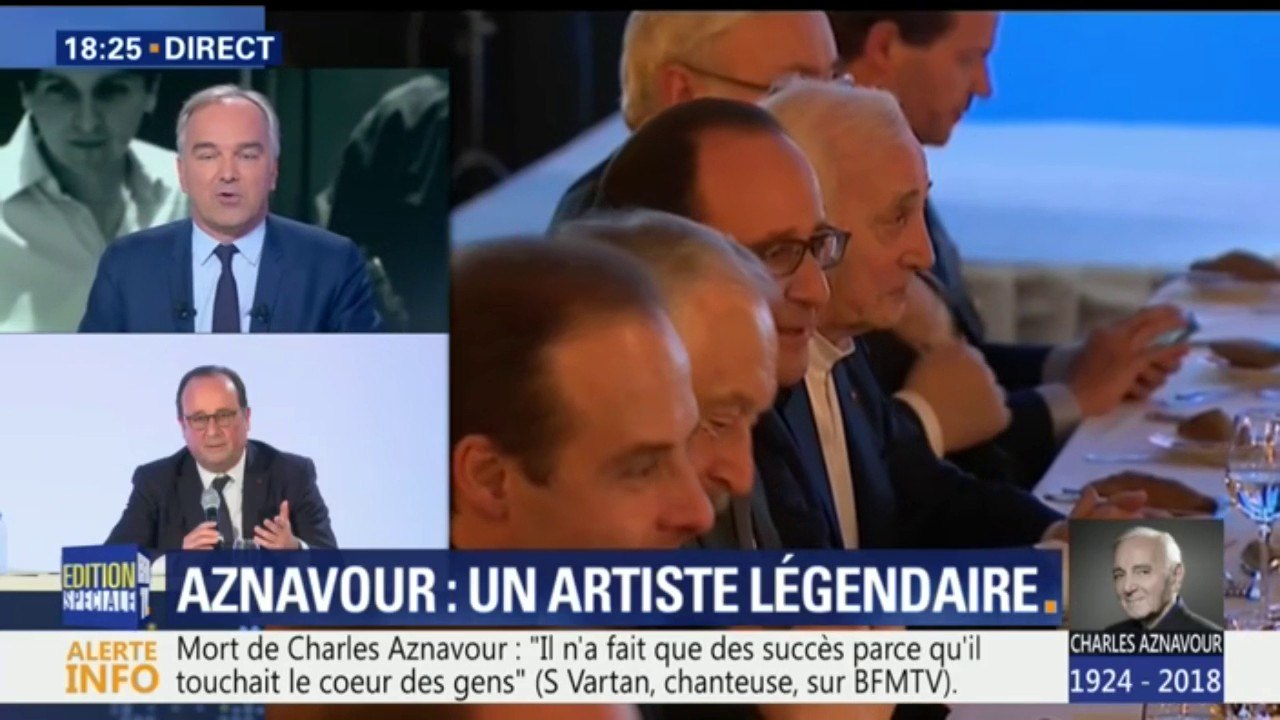 "Il était toujours comme un jeune premier", décrit François Hollande après la mort de Charles Aznavour