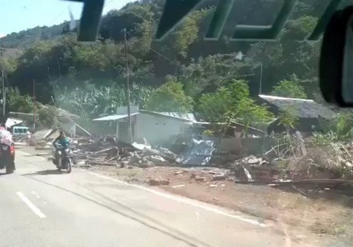Red Cross Team Drives Along Tsunami-Struck Donggala Coastline