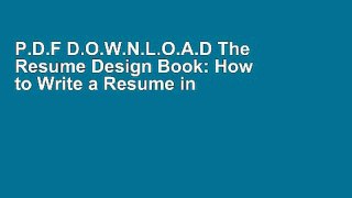 P.D.F D.O.W.N.L.O.A.D The Resume Design Book: How to Write a Resume in College   Influence