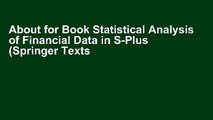 About for Book Statistical Analysis of Financial Data in S-Plus (Springer Texts in Statistics)