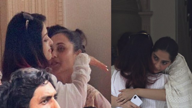 Aishwarya Rai Bachchan HUGS Rani Mukerji at Krishna Raj Kapoor's house | FilmiBeat