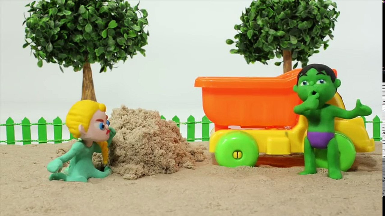 Tv cartoons movies 2019 FROZEN ELSA POLICE FINDS A CRASHED ICE CREAM ❤ Hulk & Frozen Elsa Play Doh Cartoons For Kids