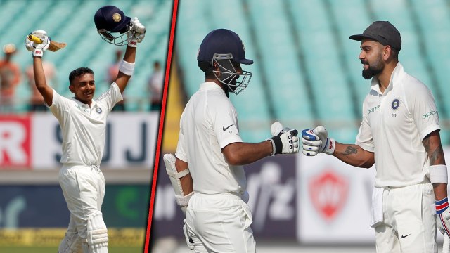 ப்ரித்வி ஷா சதம்.. புஜாரா, கோஹ்லி அரை சதம், இந்தியா அபார பேட்டிங்- வீடியோ