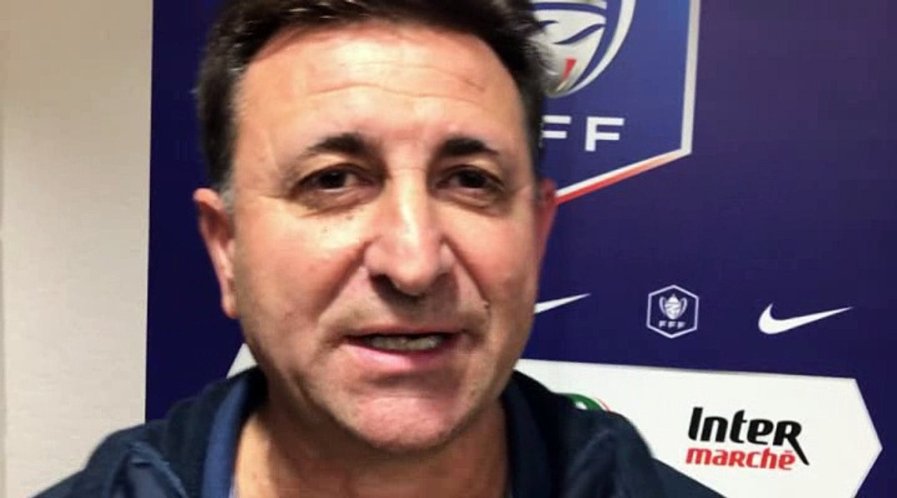 Coupe de France – Claude FIORINI (FC Chaponnay-Marennes) réagit après le tirage du 5ème tour