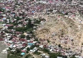 Aerial Footage Shows Houses in Balaroa Levelled by Sulawesi Quake